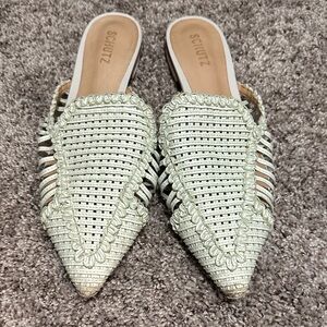 Schutz Marli Woven Leather Mule Slides Size 10 With Dust Bag